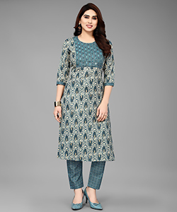 Blue cotton Casual Kurtis