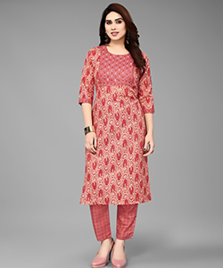 Red cotton Casual Kurtis