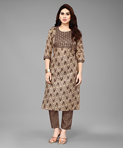 Brown cotton Casual Kurtis