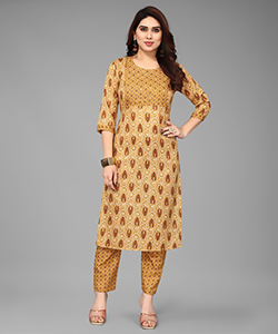 Yellow cotton Casual Kurtis