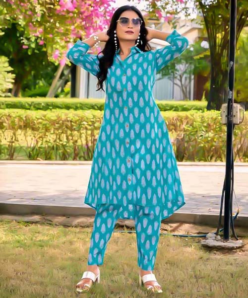 Blue Cotton Casual Wear Kurti
