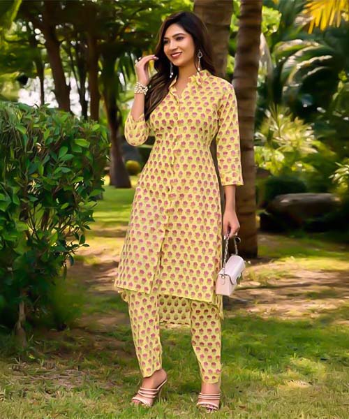 Yellow Cotton Casual Wear Kurti in ireland
