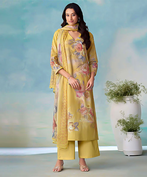 Yellow Cotton Casual Wear Salwar Kameez in swansea