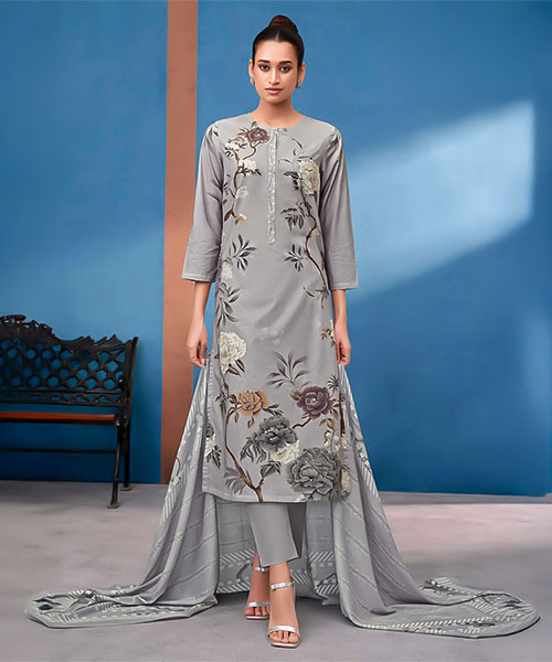 Grey  Cotton Lawn Casual Wear Salwar Kameez in bulgaria