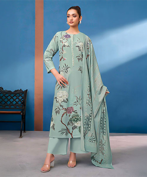 Cyan Cotton Lawn Casual Wear Salwar Kameez