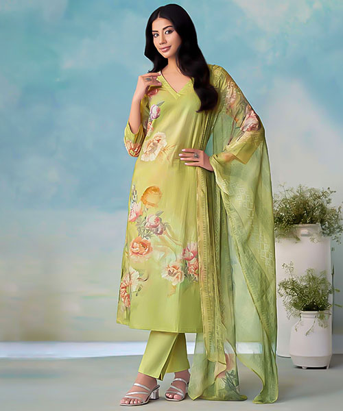 Green  Cotton Casual Wear Salwar Kameez in swansea