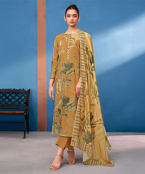 Yellow Cotton Lawn Casual Wear Salwar Kameez