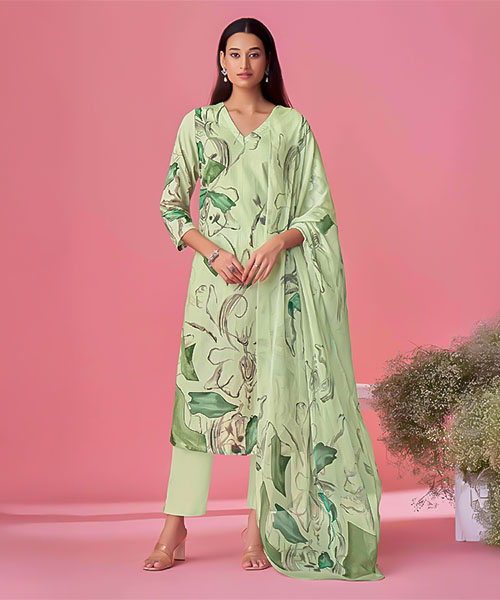 Green  Cotton Lawn Casual Wear Salwar Kameez in delhi