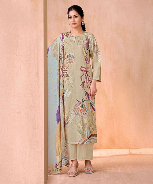 Brown  Lawn Cotton Casual Wear Salwar Kameez
