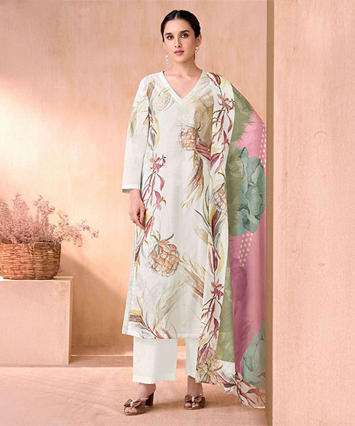 White  Lawn Cotton Casual Wear Salwar Kameez