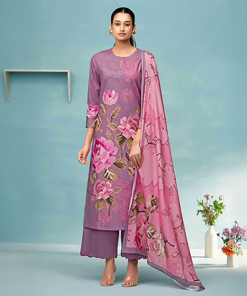 Purple  Cotton Lawn Casual Wear Salwar Kameez