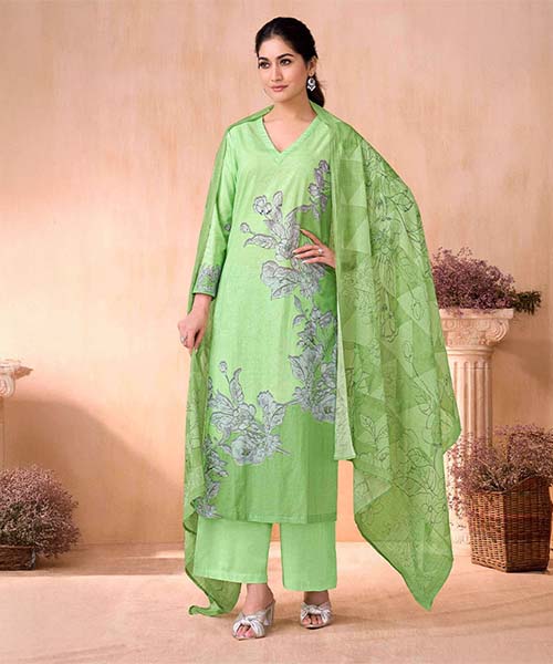 Green  Lawn Cotton Casual Wear Salwar Kameez