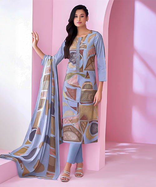 Blue  Cotton Lawn Casual Wear Salwar Kameez in cardiff