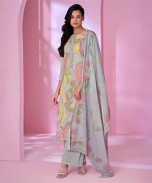 Grey  Cotton Lawn Casual Wear Salwar Kameez in cardiff