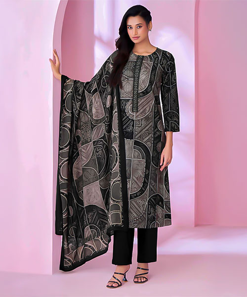 Black Cotton Lawn Casual Wear Salwar Kameez in cardiff