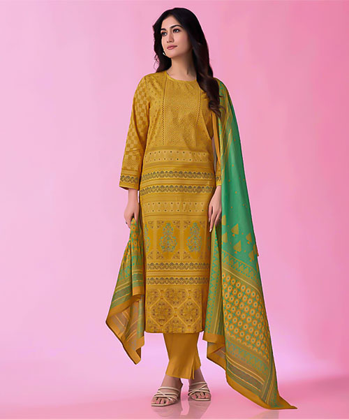 Yellow  Cotton Lawn Casual Wear Salwar Kameez in seattle