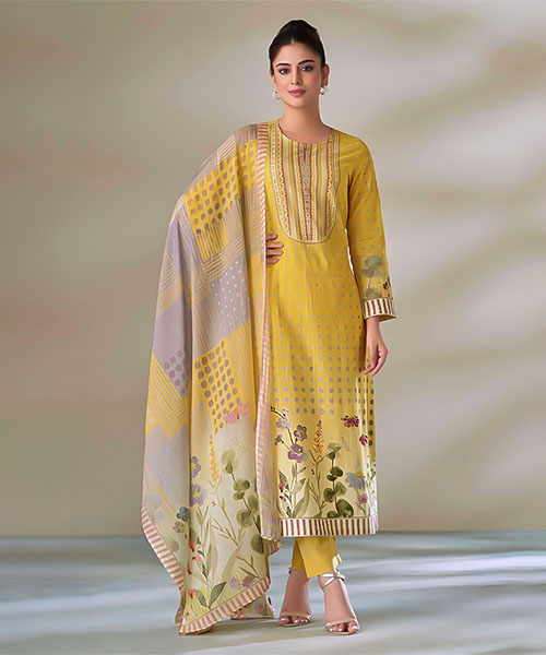 Yellow Cotton Lawn Casual Wear Salwar Kameez in austin