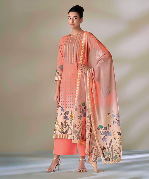 Salmon  Cotton Lawn Casual Wear Salwar Kameez in austin