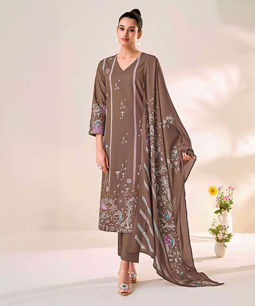 Brown  Cotton Lawn  Casual Wear Salwar Kameez in norway