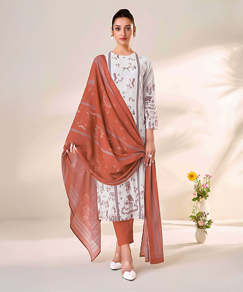 White  Cotton Lawn  Casual Wear Salwar Kameez in norway