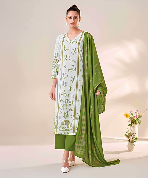White  Cotton Lawn  Casual Wear Salwar Kameez in norway
