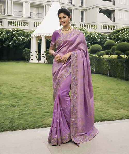 Purple Tissue Silk Designer Saree in newport