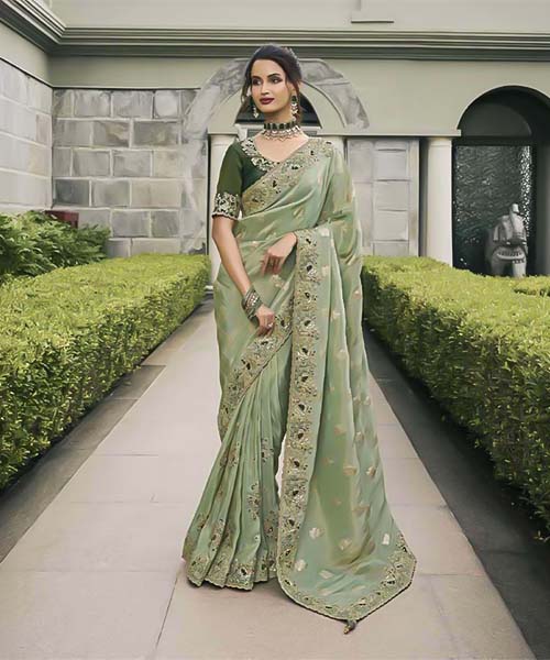 Green  Tissue Silk Designer Saree in newport