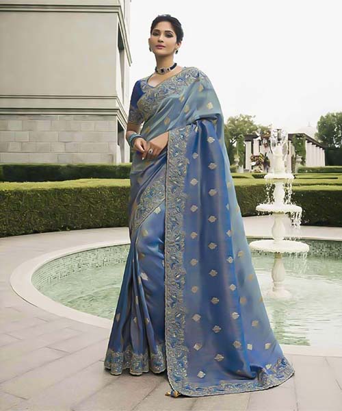 Blue Tissue Silk Designer Saree in newport