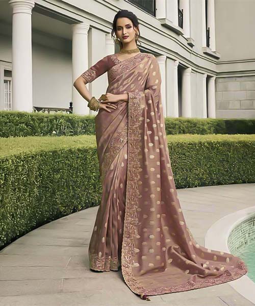 Brown Tissue Silk Designer Saree in newport
