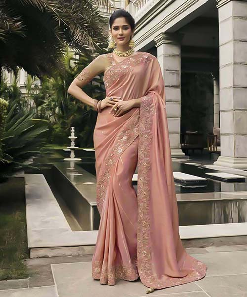 Pink  Tissue Silk Designer Saree in newport