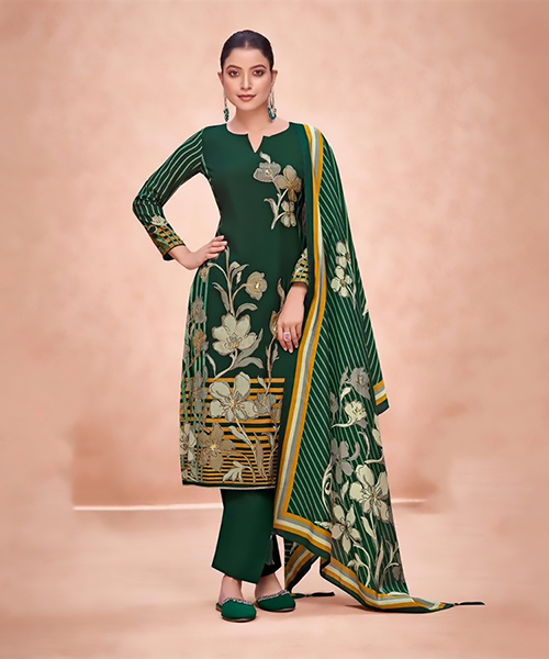 Green pure modal Printed Suit