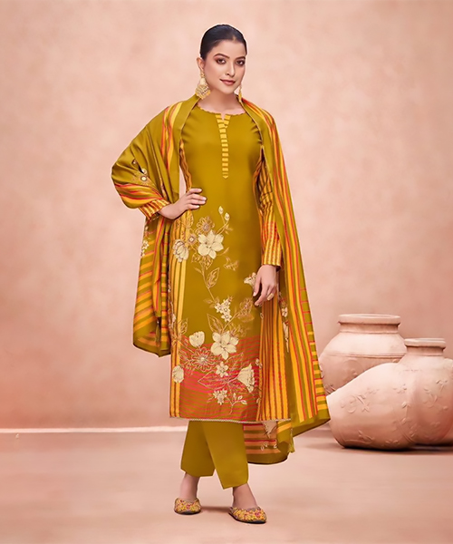 Yellow pure modal Printed Suit