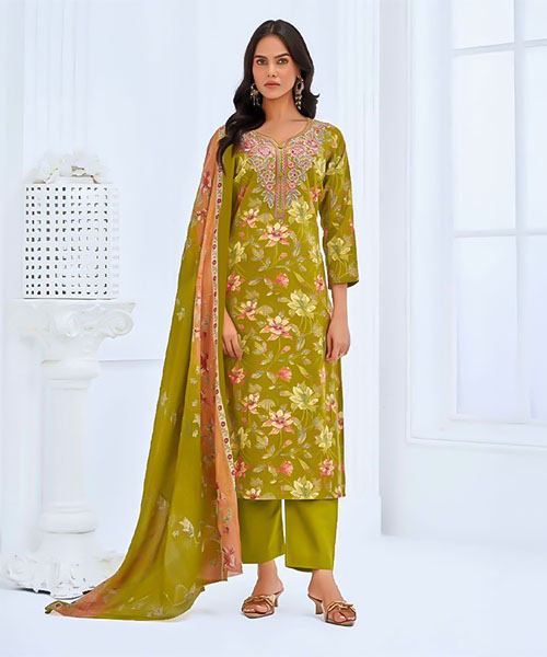 Green  Cotton Casual Wear Salwar Kameez