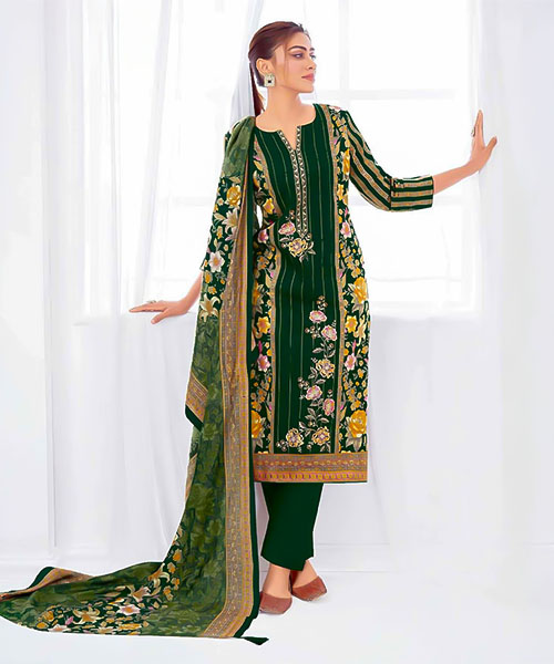 Green  Jam Satin Casual Wear Salwar Kameez
