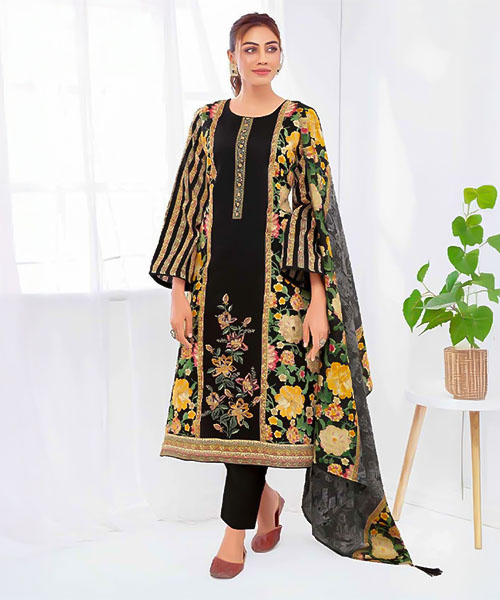 Black  Jam Satin Casual Wear Salwar Kameez