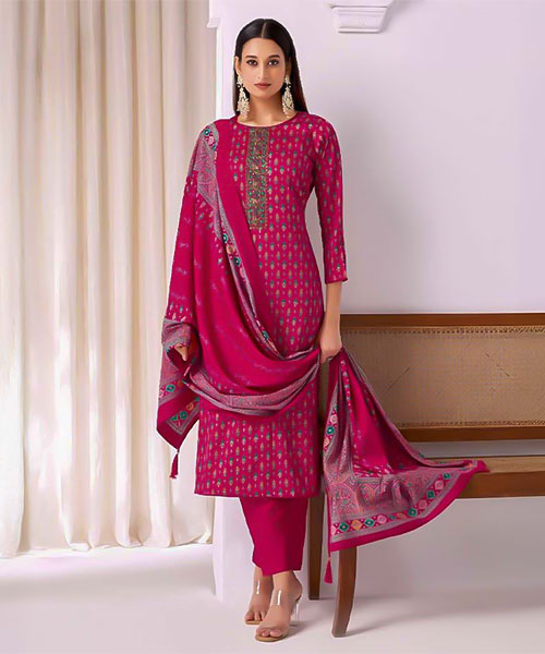 Magenta  Jam Satin Casual Wear Salwar Kameez in oxford
