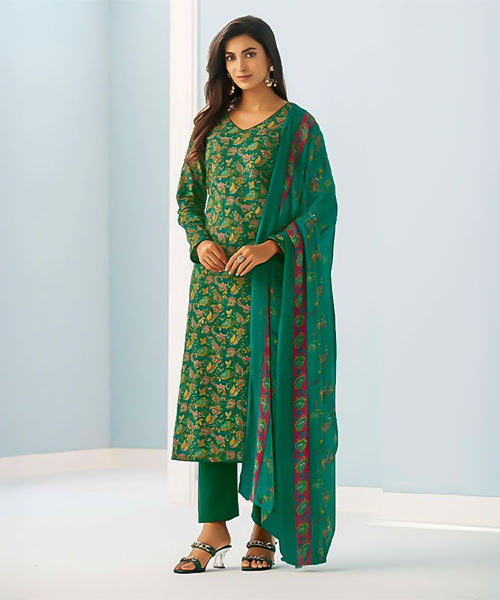 Green  Cambric Cotton Casual Wear Salwar Kameez in india