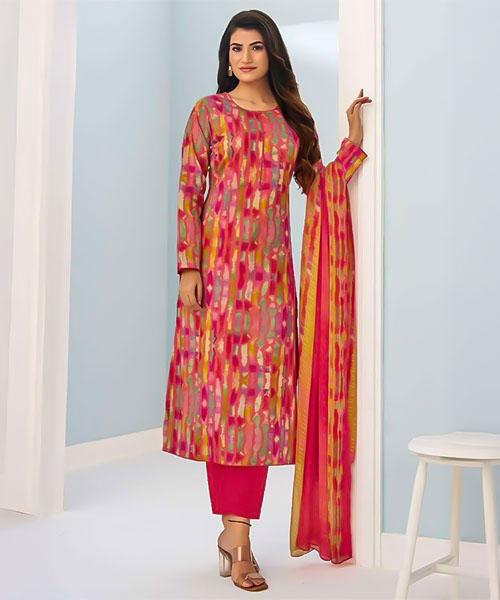 Red  Cambric Cotton Casual Wear Salwar Kameez in india