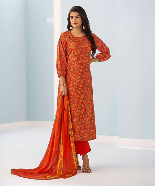 Orange  Cambric Cotton Casual Wear Salwar Kameez in india