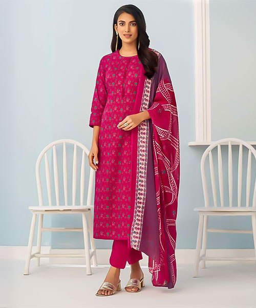 Magenta  Cambric Cotton Casual Wear Salwar Kameez in india