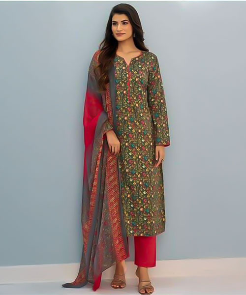 Green  Cambric Cotton Casual Wear Salwar Kameez in india