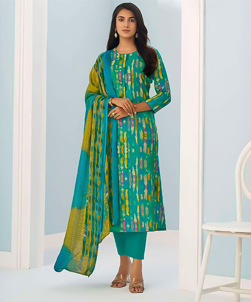 Green  Cambric Cotton Casual Wear Salwar Kameez in india