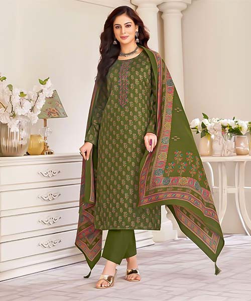 Green  Jam Satin Casual Wear Salwar Kameez in lichfield