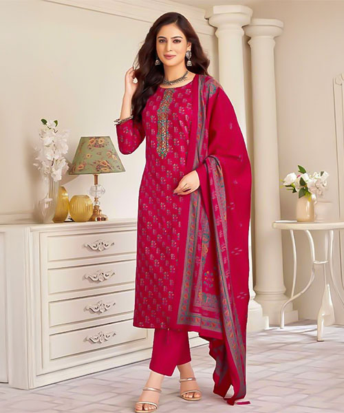 Red  Jam Satin Casual Wear Salwar Kameez in croatia