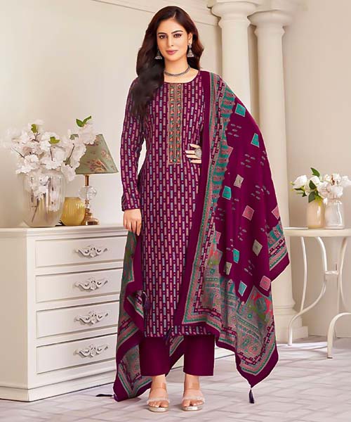 Violet Jam Satin Casual Wear Salwar Kameez in lichfield