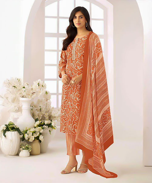 Orange Cotton Casual Wear Salwar Kameez in lichfield