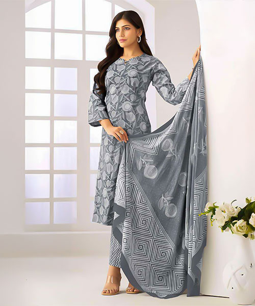 Grey  Cotton Casual Wear Salwar Kameez in lichfield