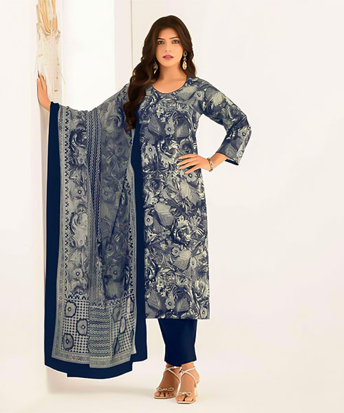 Blue Cotton  Casual Wear Salwar Kameez