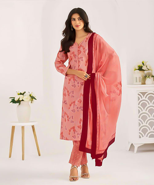 Orange  Cotton  Casual Wear Salwar Kameez