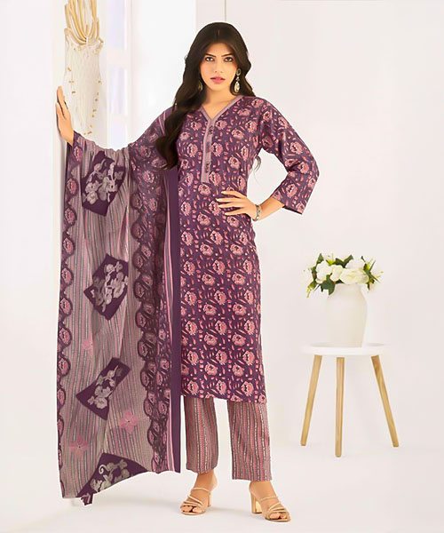 Purple  Cotton  Casual Wear Salwar Kameez